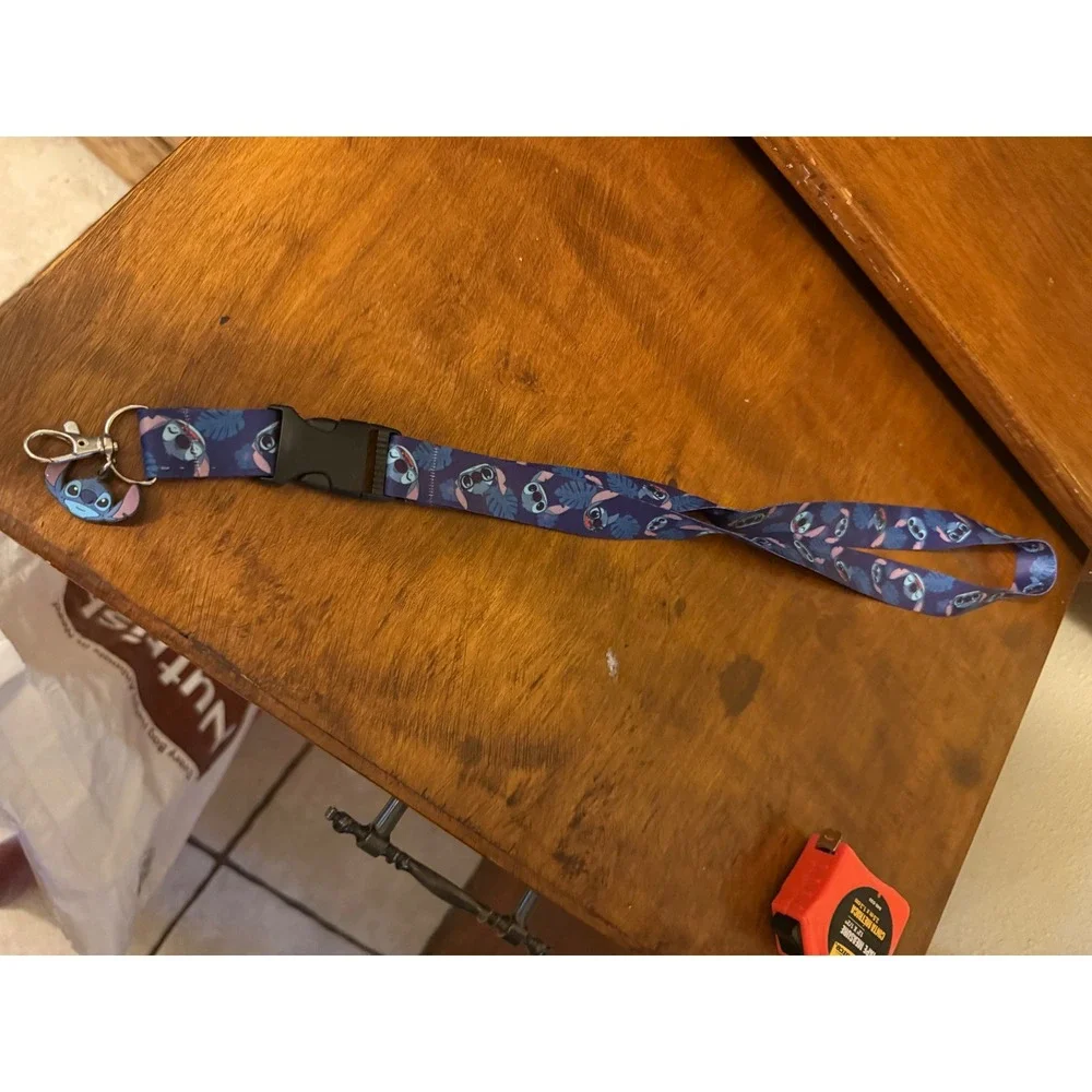 Disney Lilo & Stitch Navy Blue Lanyard with Detachable Buckle and Charm